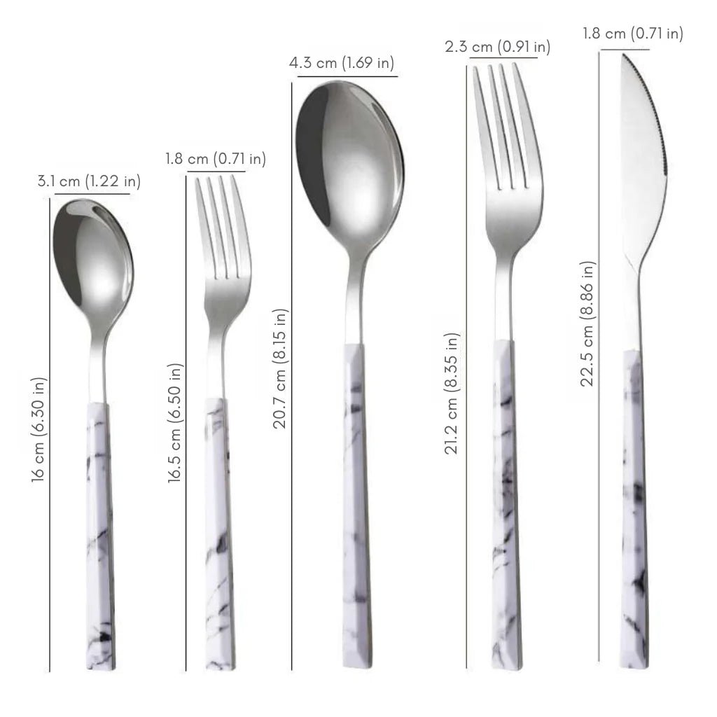 Novita Casa – 5 - Piece Marble Flatware Set for Elegant and Modern Dining - Novita Casa
