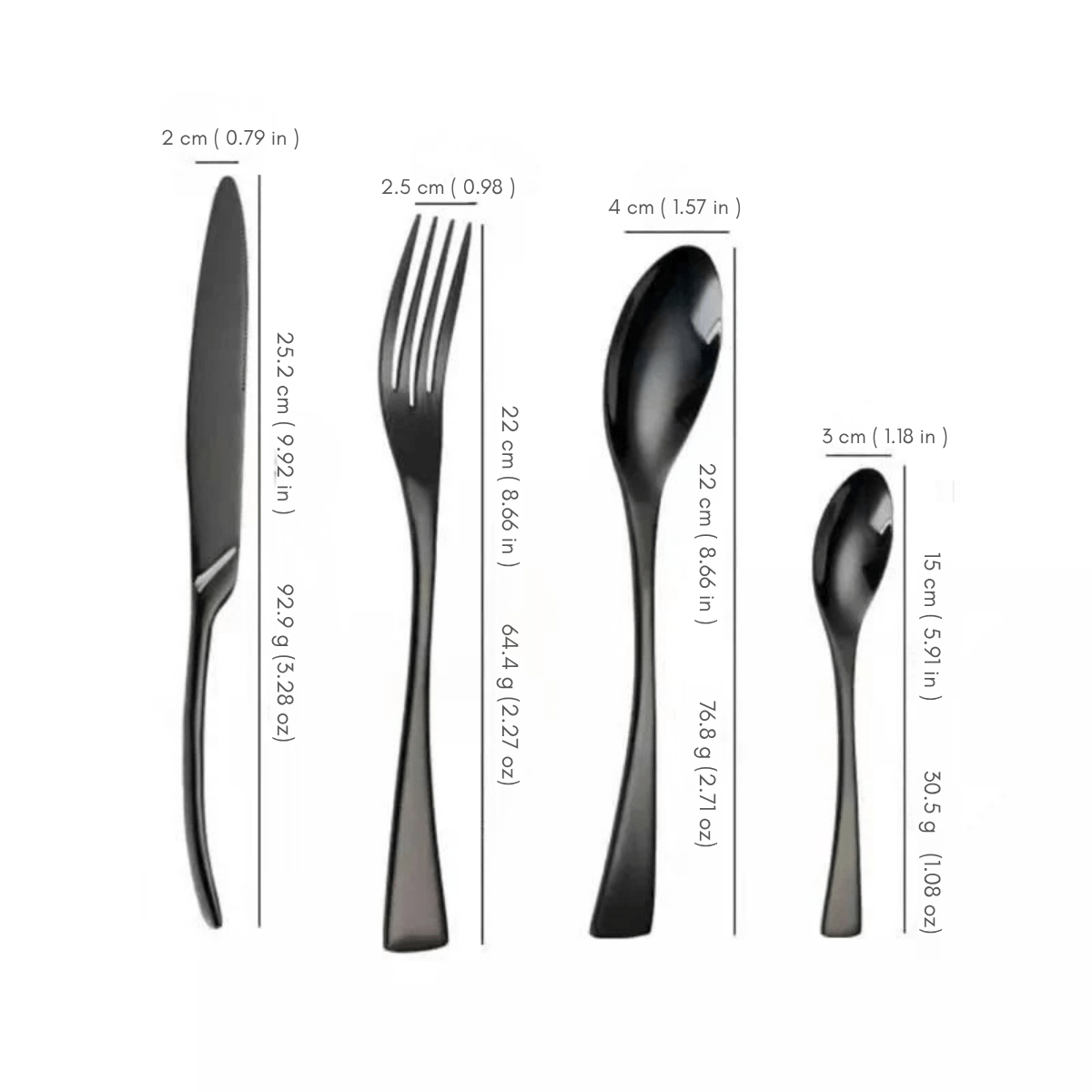 Novita Casa - Elegant Black Stainless Steel Cutlery - Novita Casa