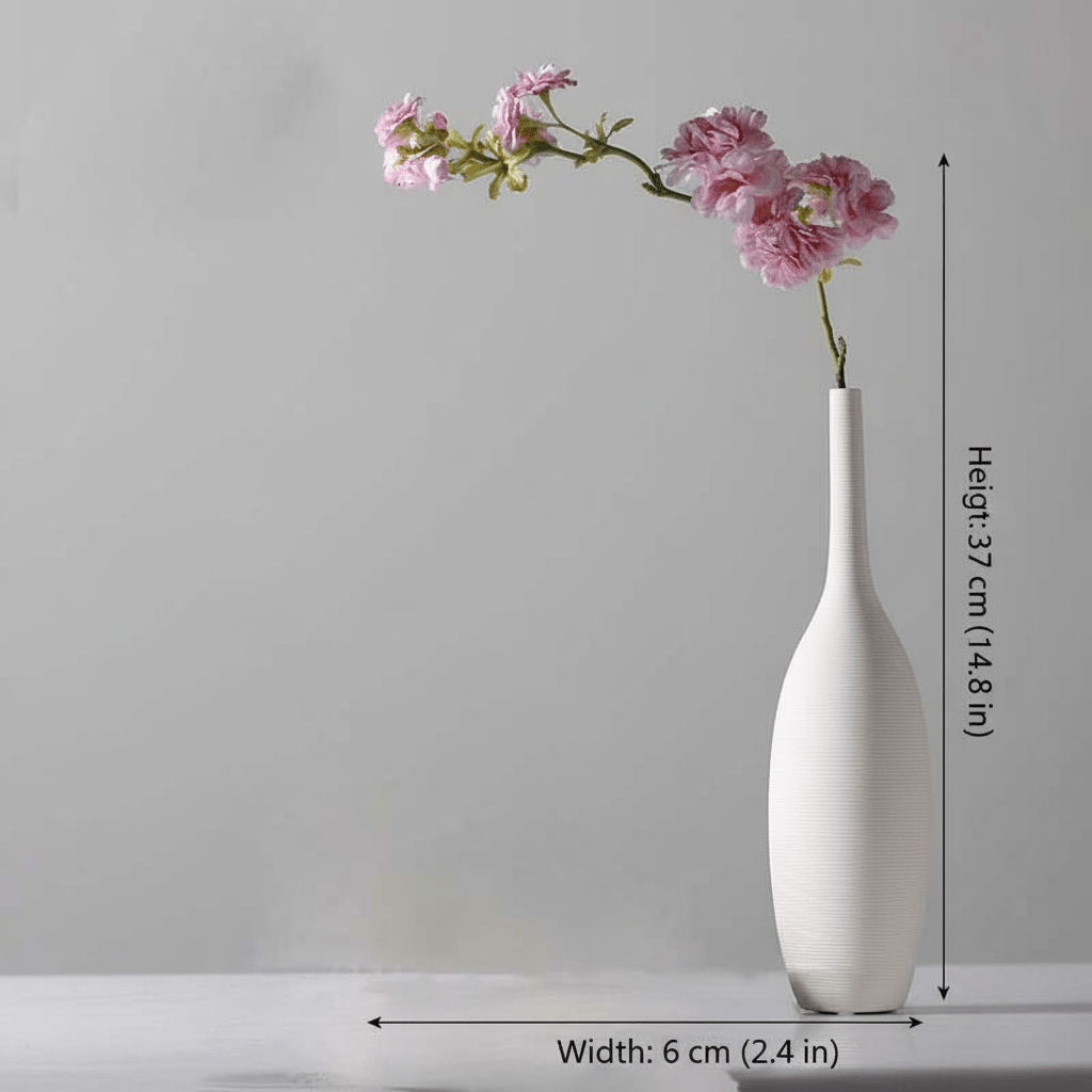 Novita Casa – White Nordic Ceramic Vase Decor Minimalist Matte Design - Novita Casa
