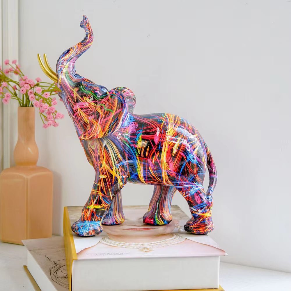 Novita Casa – Colorful Graffiti Elephant Sculpture - Novita Casa