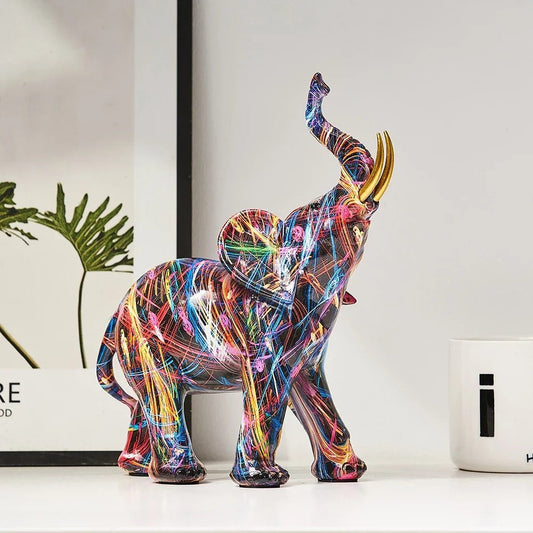 Novita Casa – Colorful Graffiti Elephant Sculpture - Novita Casa