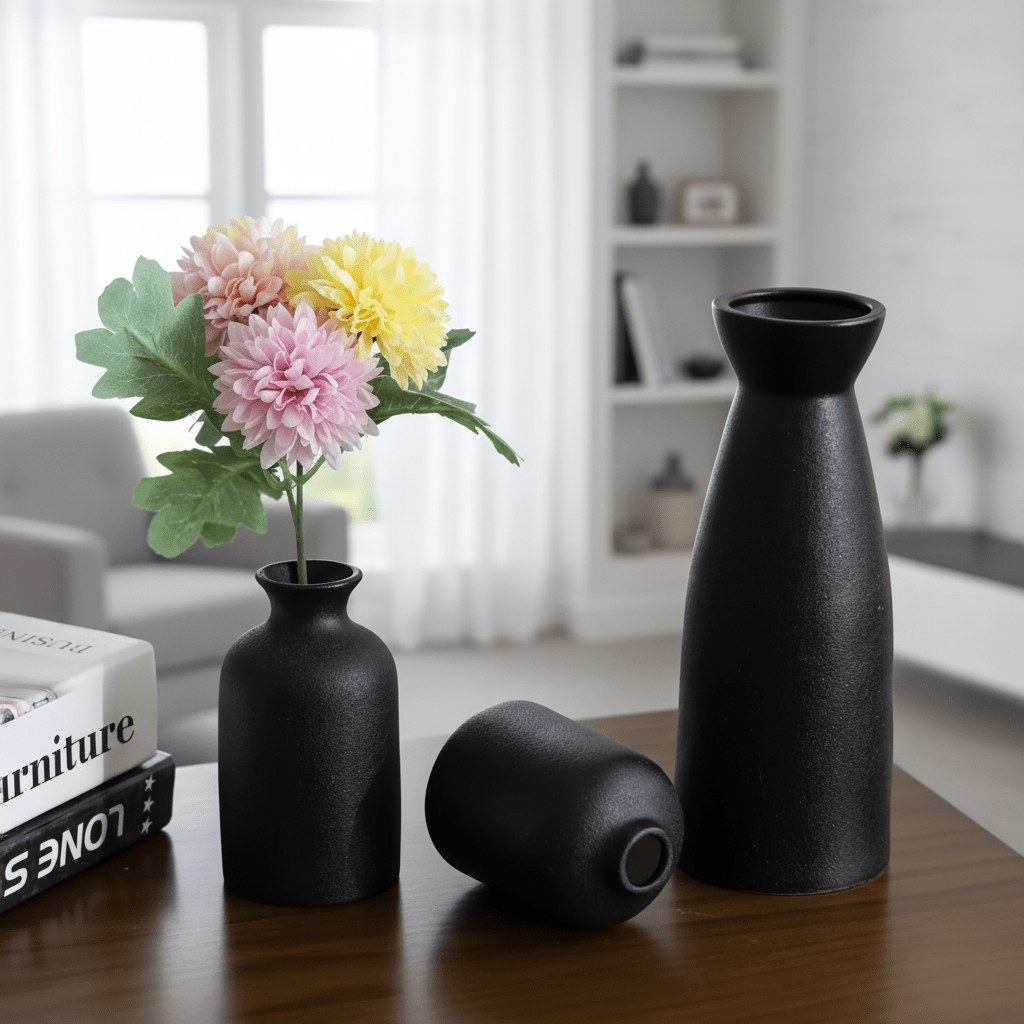 Novita Casa – 3 - Piece Ceramic Vase Set for Elegant Home Décor and Timeless Style - Novita Casa