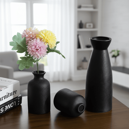 Novita Casa – 3 - Piece Ceramic Vase Set for Elegant Home Décor and Timeless Style - Novita Casa