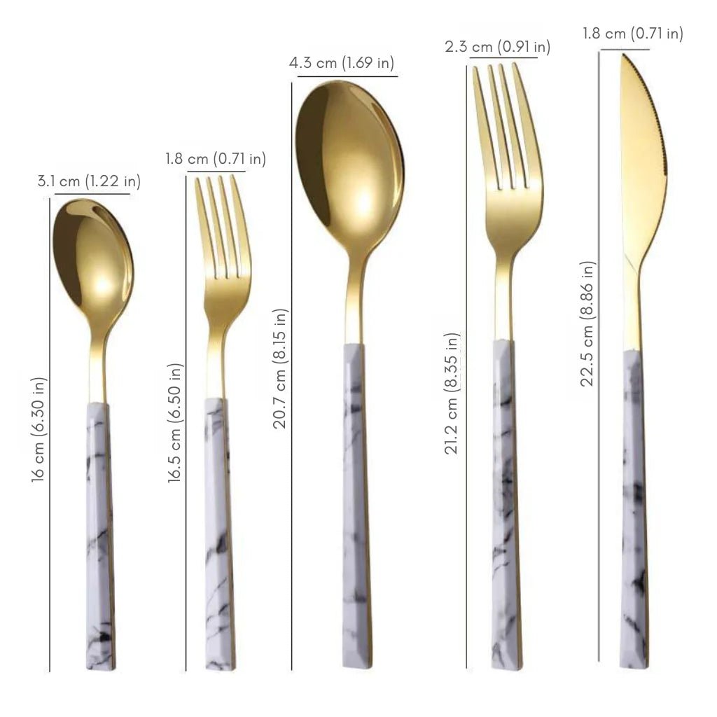 Novita Casa – 5 - Piece Marble Flatware Set for Elegant and Modern Dining - Novita Casa