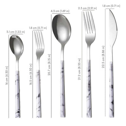 Novita Casa – 5 - Piece Marble Flatware Set for Elegant and Modern Dining - Novita Casa