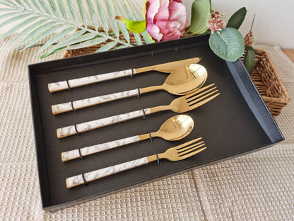 Novita Casa – 5 - Piece Marble Flatware Set for Elegant and Modern Dining - Novita Casa