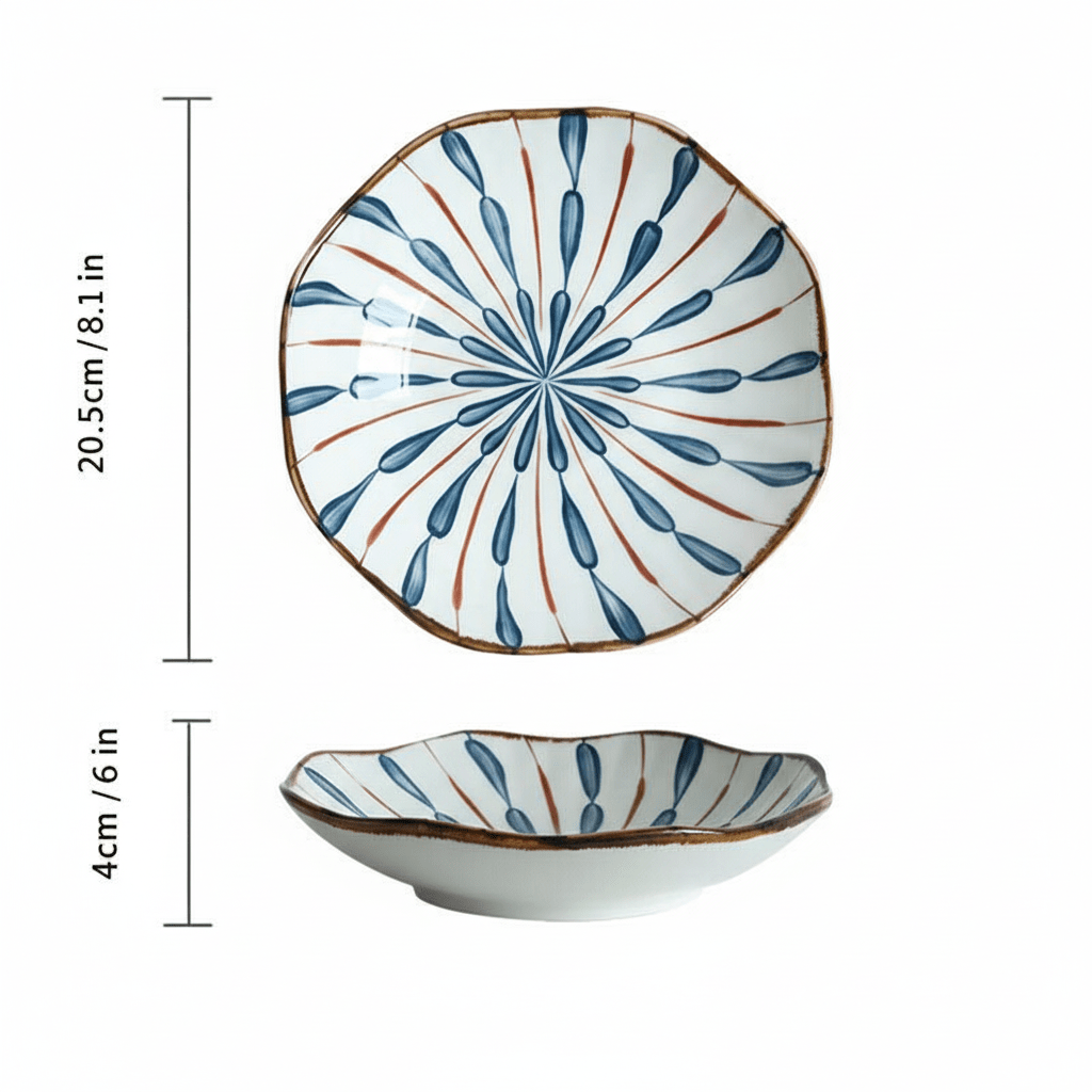 Novita Casa - 8 - Inch Lotus Water Droplet Ceramic Plates - Novita Casa