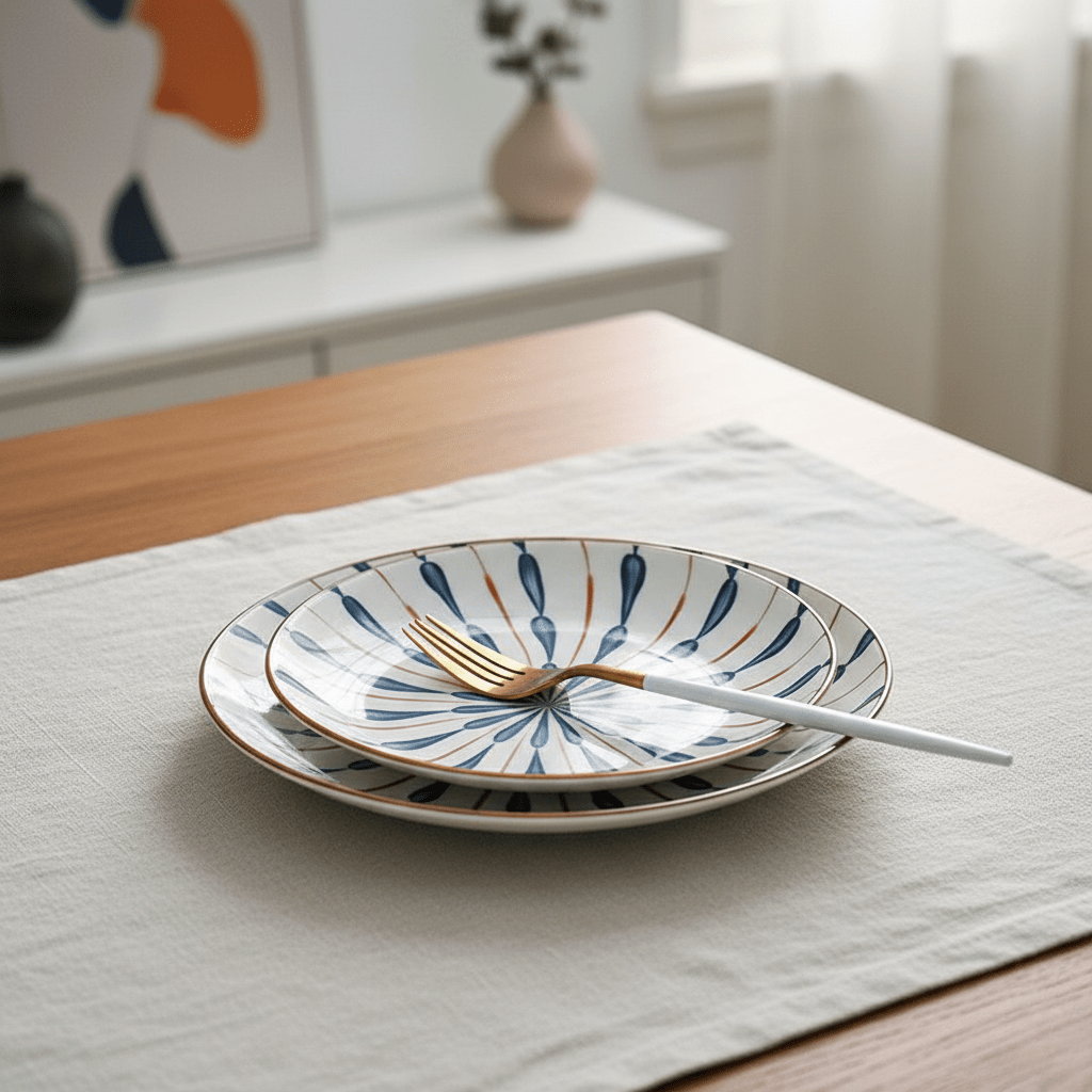 Novita Casa - 8 - Inch Lotus Water Droplet Ceramic Plates - Novita Casa