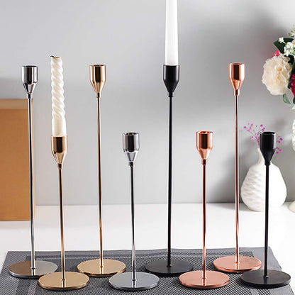 Novita Casa – Elegant 3 - Piece Candle Holder Set in Sleek Metal for a Serene Ambiance - Novita Casa