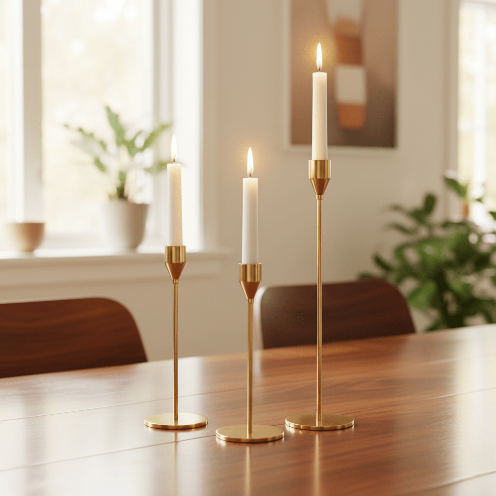 Novita Casa – Elegant 3 - Piece Candle Holder Set in Sleek Metal for a Serene Ambiance - Novita Casa