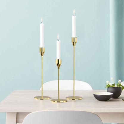 Novita Casa – Elegant 3 - Piece Candle Holder Set in Sleek Metal for a Serene Ambiance - Novita Casa