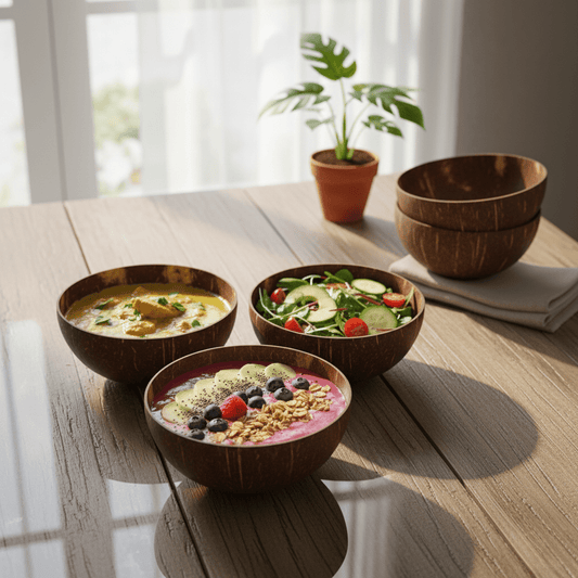 Novita Casa – Elegant 3 - Piece Coconut Bowl Collection for a Natural and Earthy Aesthetic - Novita Casa