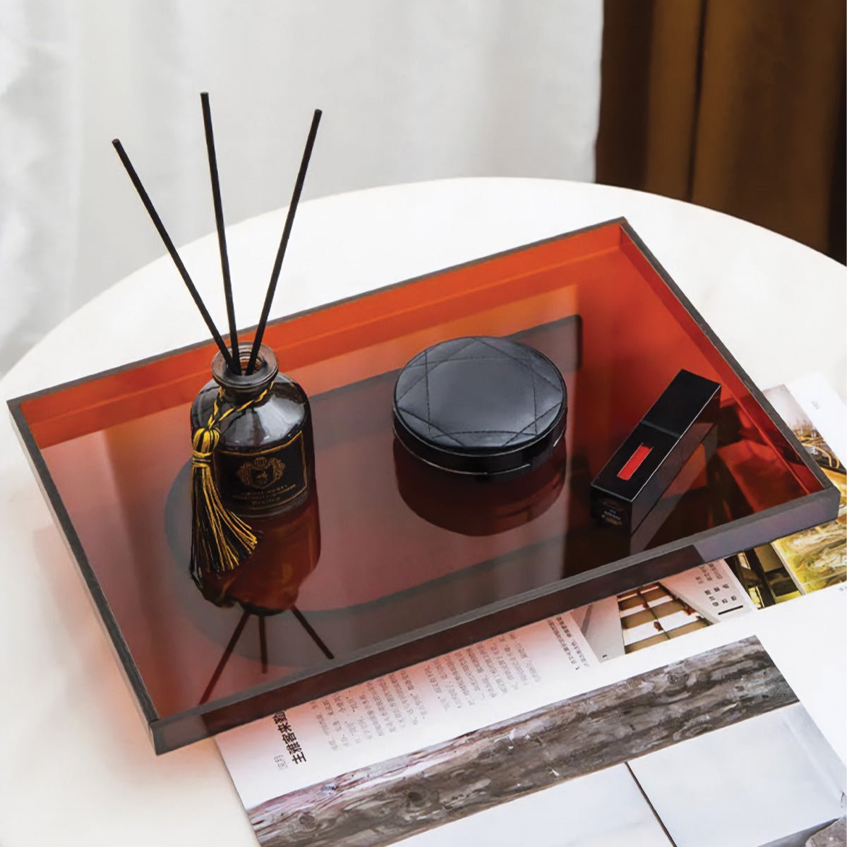 Novita Casa – Elegant Acrylic Serving Tray Set in Vibrant Orange for a Bright and Cheerful Atmosphere - Novita Casa