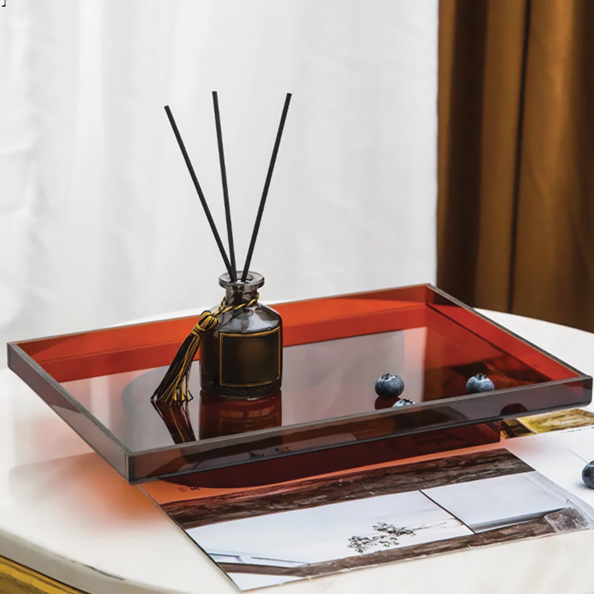 Novita Casa – Elegant Acrylic Serving Tray Set in Vibrant Orange for a Bright and Cheerful Atmosphere - Novita Casa