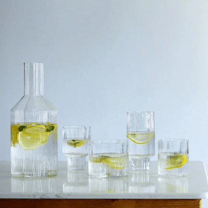 Novita Casa – Elegant Glass - Rimmed Flower Mug and Carafe Set for a Serene Ambiance - Novita Casa