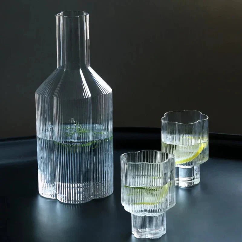 Novita Casa – Elegant Glass - Rimmed Flower Mug and Carafe Set for a Serene Ambiance - Novita Casa