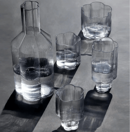 Novita Casa – Elegant Glass - Rimmed Flower Mug and Carafe Set for a Serene Ambiance - Novita Casa