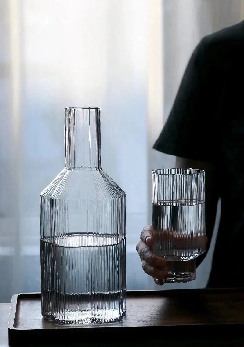 Novita Casa – Elegant Glass - Rimmed Flower Mug and Carafe Set for a Serene Ambiance - Novita Casa