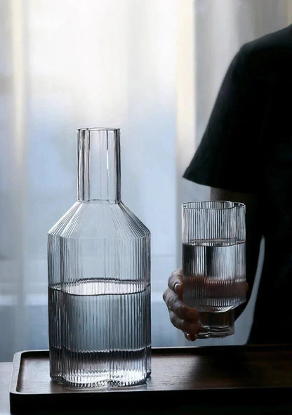 Novita Casa – Elegant Glass - Rimmed Flower Mug and Carafe Set for a Serene Ambiance - Novita Casa