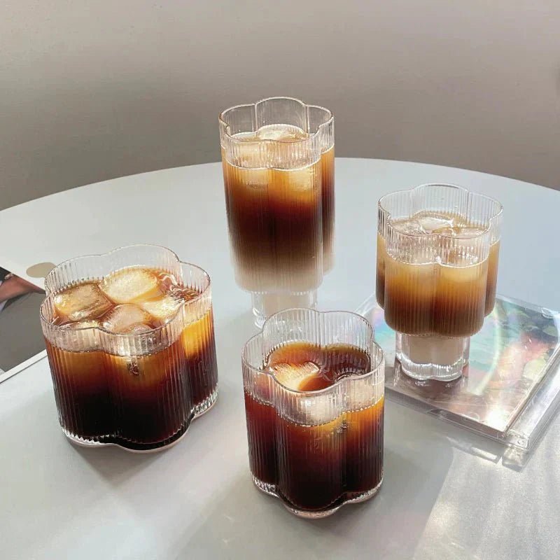 Novita Casa – Elegant Glass - Rimmed Flower Mug and Carafe Set for a Serene Ambiance - Novita Casa