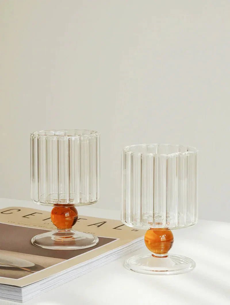 Novita Casa – Elegant Ripple Dot Glass Goblet for a Serene Ambiance - Novita Casa