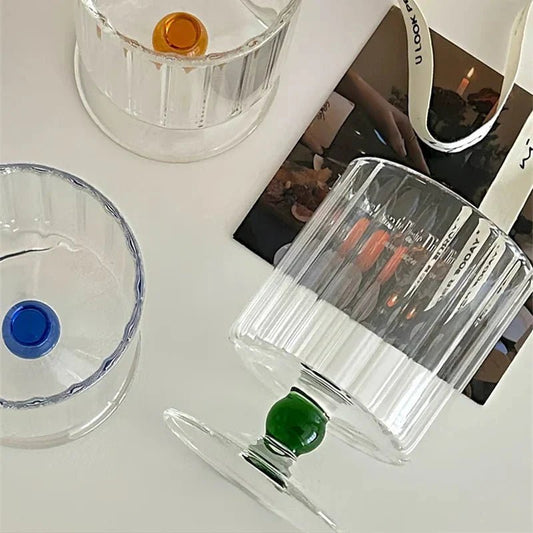 Novita Casa – Elegant Ripple Dot Glass Goblet for a Serene Ambiance - Novita Casa