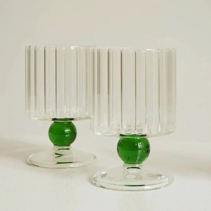Novita Casa – Elegant Ripple Dot Glass Goblet for a Serene Ambiance - Novita Casa