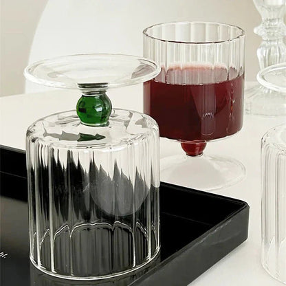 Novita Casa – Elegant Ripple Dot Glass Goblet for a Serene Ambiance - Novita Casa