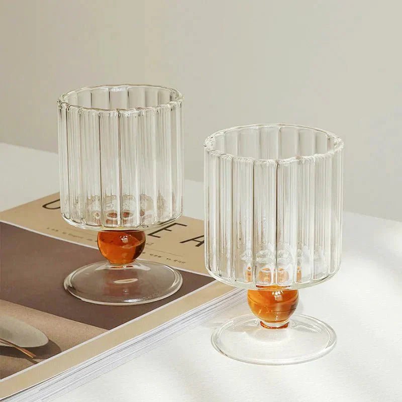 Novita Casa – Elegant Ripple Dot Glass Goblet for a Serene Ambiance - Novita Casa