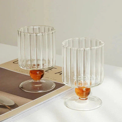 Novita Casa – Elegant Ripple Dot Glass Goblet for a Serene Ambiance - Novita Casa