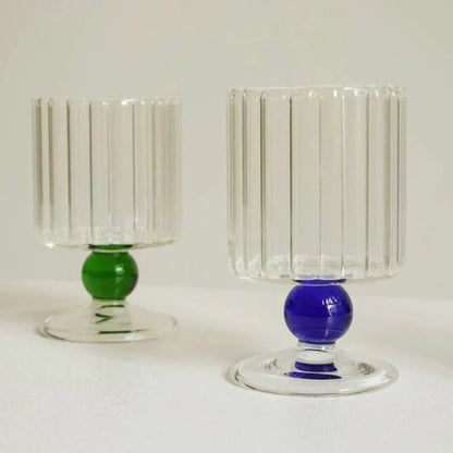 Novita Casa – Elegant Ripple Dot Glass Goblet for a Serene Ambiance - Novita Casa