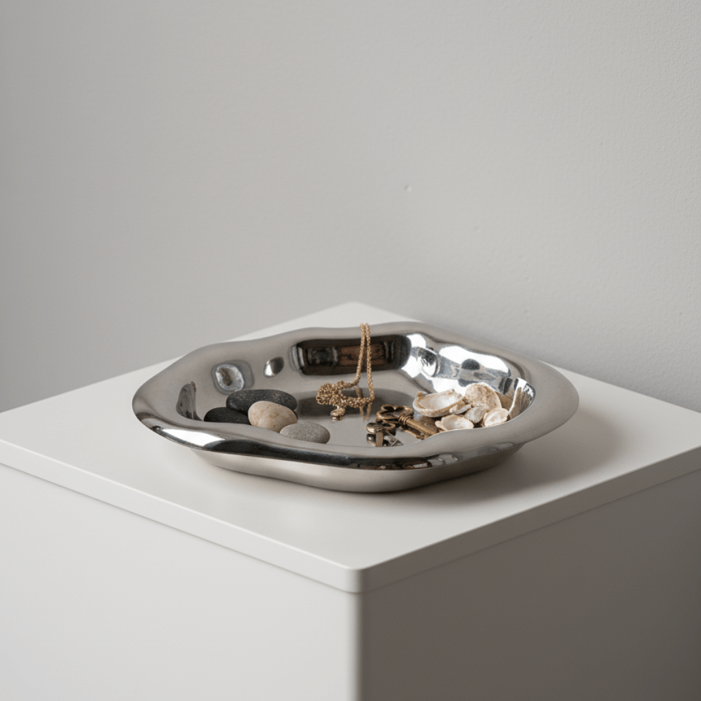 Novita Casa - Minimalist Chrome Trinket Dish - Novita Casa