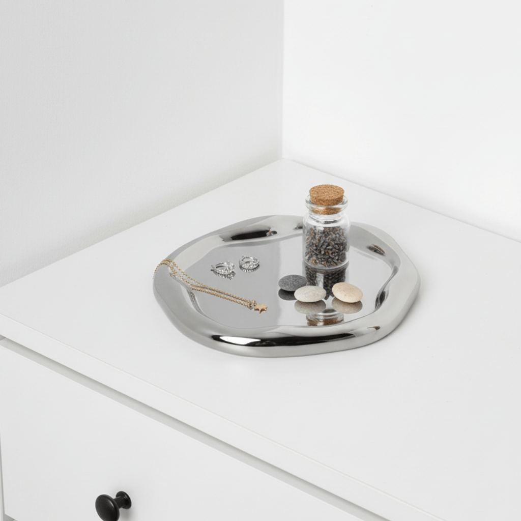 Novita Casa - Minimalist Chrome Trinket Dish - Novita Casa