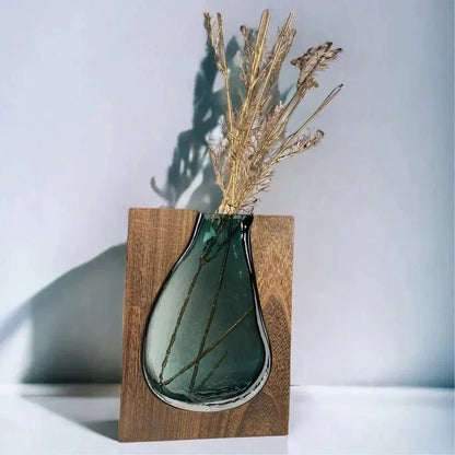 Novita Casa - Minimalist Wood and Glass Vase - Novita Casa