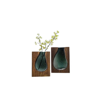 Novita Casa - Minimalist Wood and Glass Vase - Novita Casa