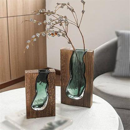 Novita Casa - Minimalist Wood and Glass Vase - Novita Casa