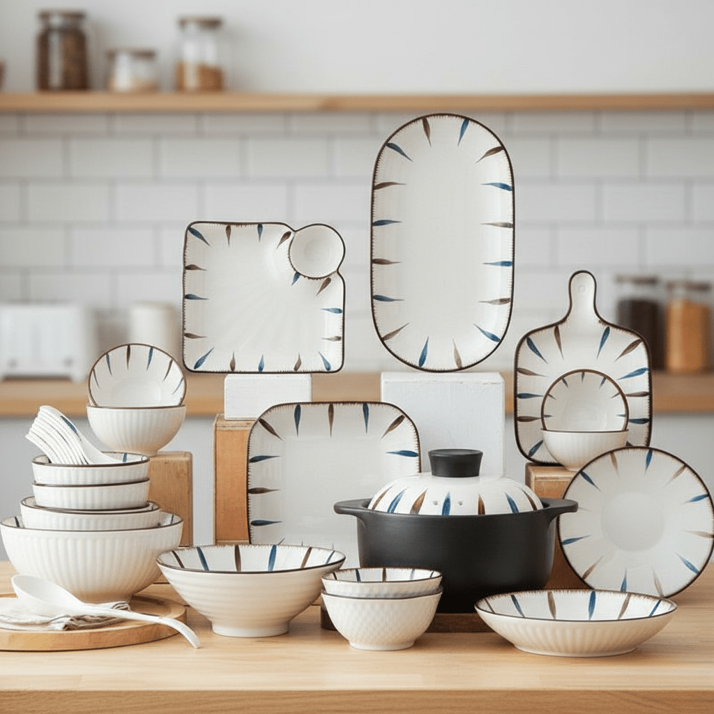 Novita Casa - Modern Striped Ceramic Tableware - Novita Casa