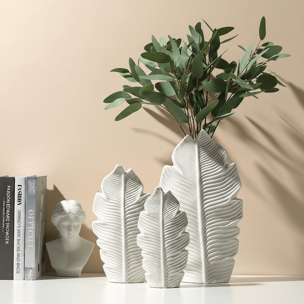 Novita Casa - Nordic Ceramic Leaf Vase Decor - Novita Casa