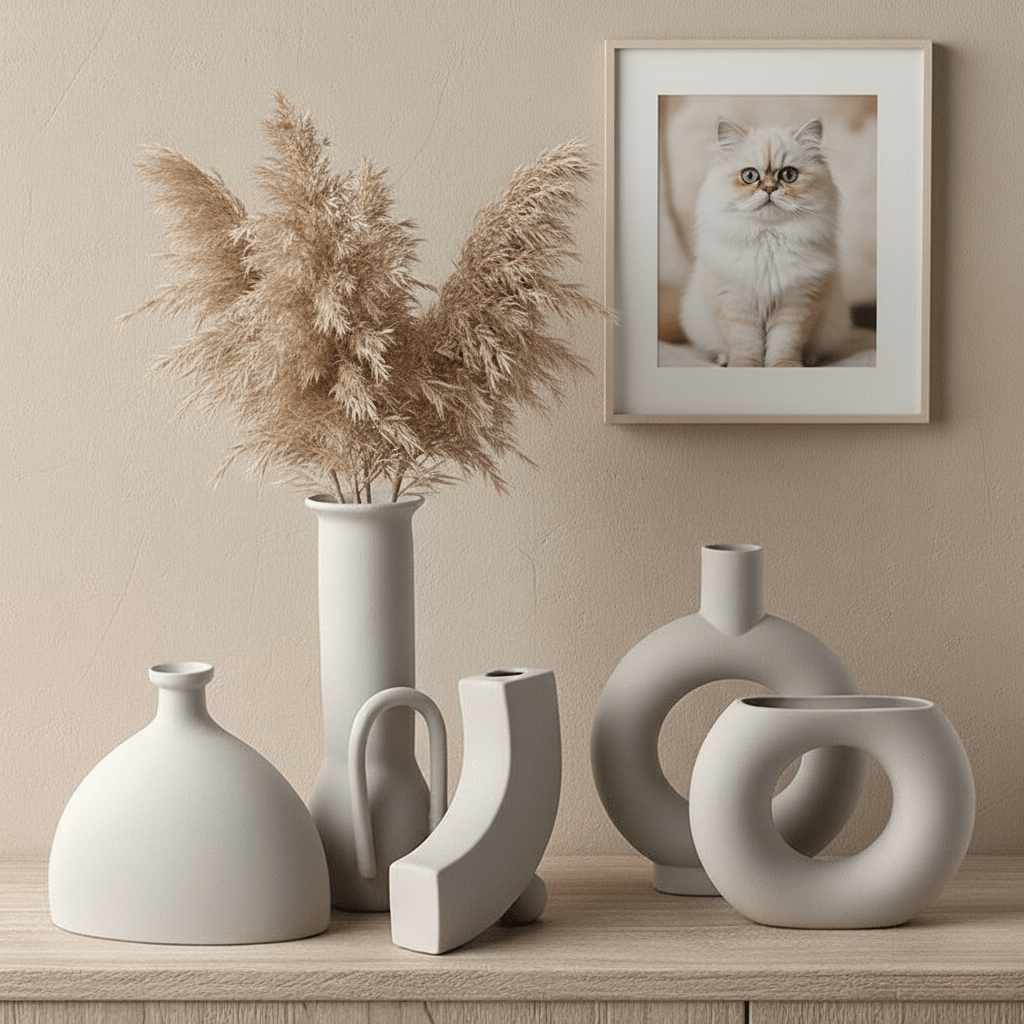 Novita Casa – Nordic Ceramic Vase Decor 10in Irregular Shape High - Quality Minimalist Design - Novita Casa