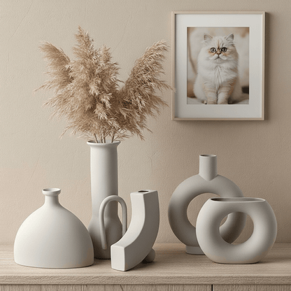 Novita Casa – Nordic Ceramic Vase Decor 10in Irregular Shape High - Quality Minimalist Design - Novita Casa