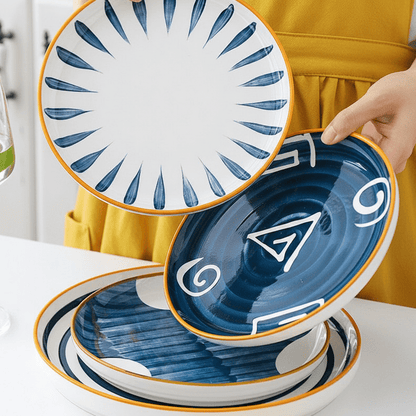 Novita Casa - Patterned Ceramic Round Steak Plate - Novita Casa