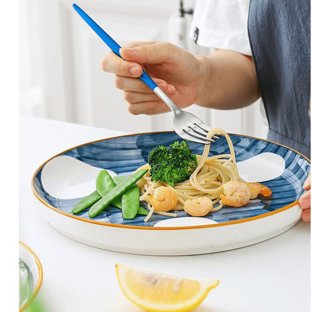 Novita Casa - Patterned Ceramic Round Steak Plate - Novita Casa