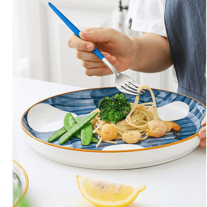 Novita Casa - Patterned Ceramic Round Steak Plate - Novita Casa