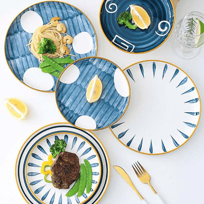 Novita Casa - Patterned Ceramic Round Steak Plate - Novita Casa