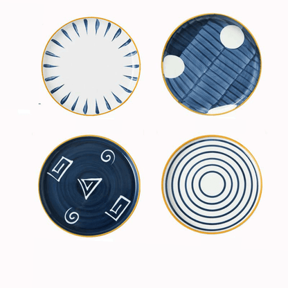 Novita Casa - Patterned Ceramic Round Steak Plate - Novita Casa