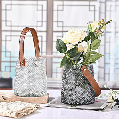 Novita Casa - Stylish Leather Tote Vase Set - Novita Casa