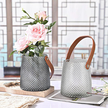 Novita Casa - Stylish Leather Tote Vase Set - Novita Casa