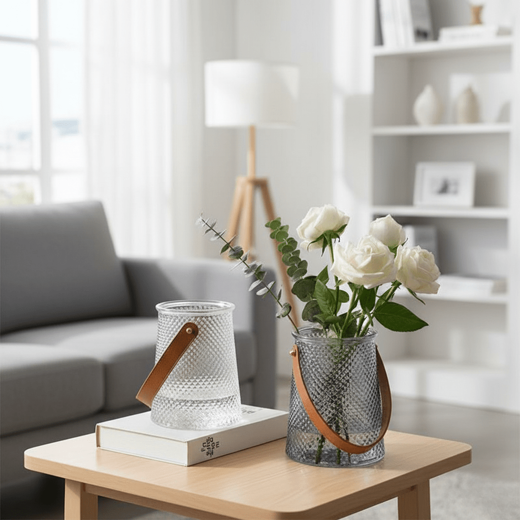 Novita Casa - Stylish Leather Tote Vase Set - Novita Casa