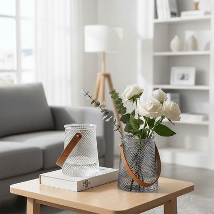 Novita Casa - Stylish Leather Tote Vase Set - Novita Casa