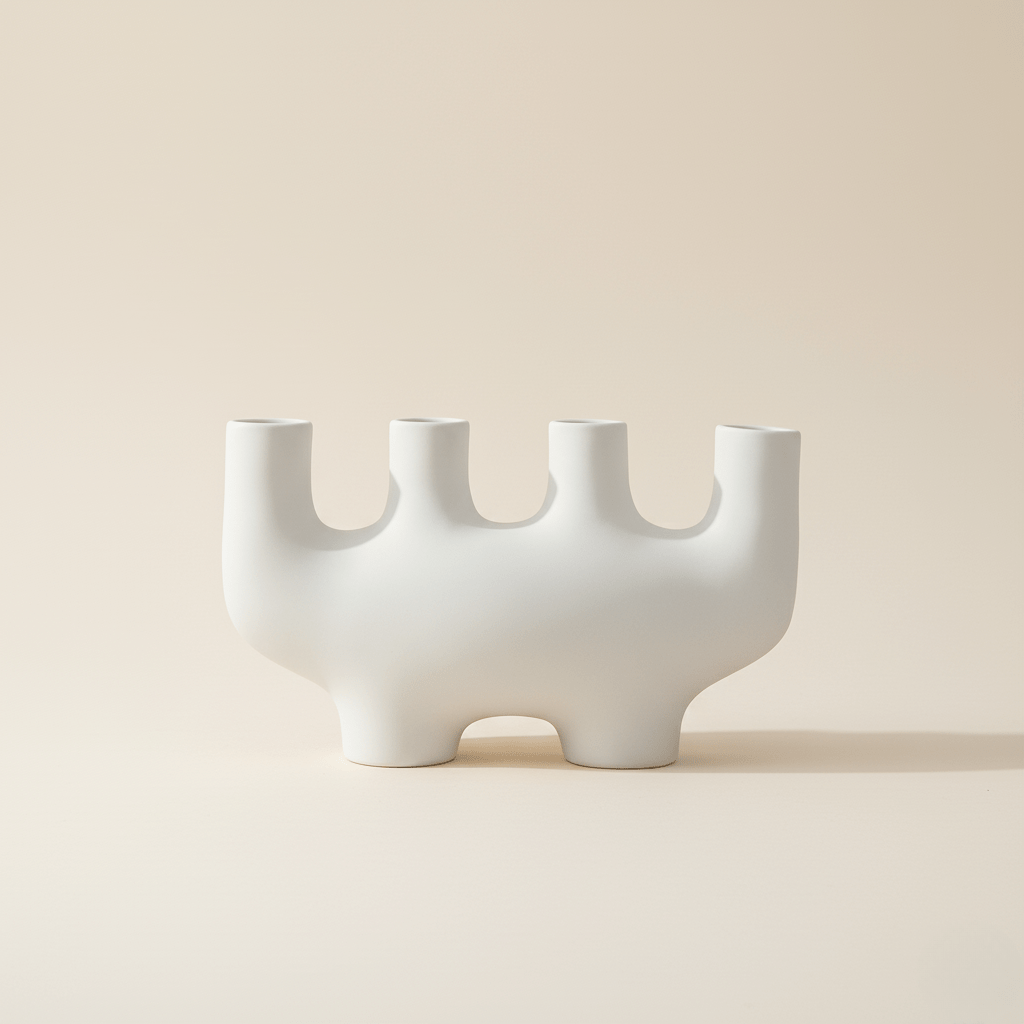 Novita Casa - White Clay Candle Holder - Novita Casa